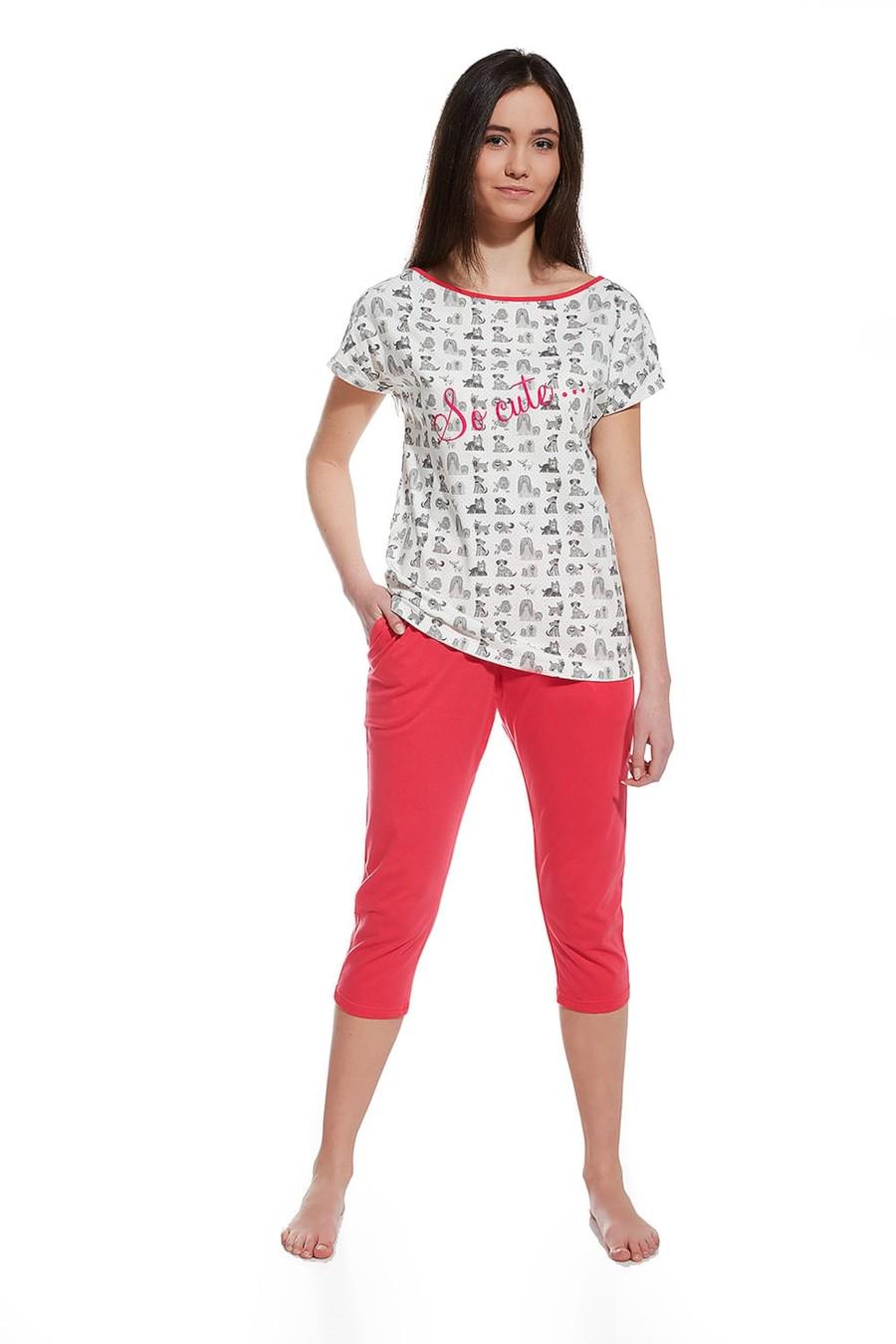 Комплект футболка и бриджи Cornette 176 см 24 So cute Белый/Серый/Розовый (77385)