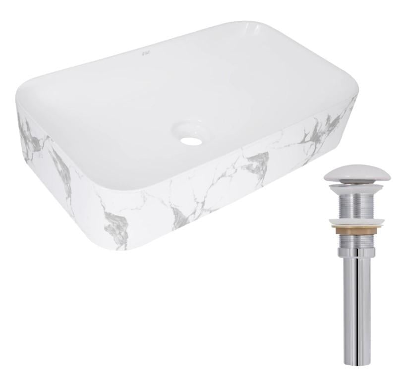 Раковина накладная прямоугольная Qtap Tern с донным клапаном Marble (QTTER188MR49791)