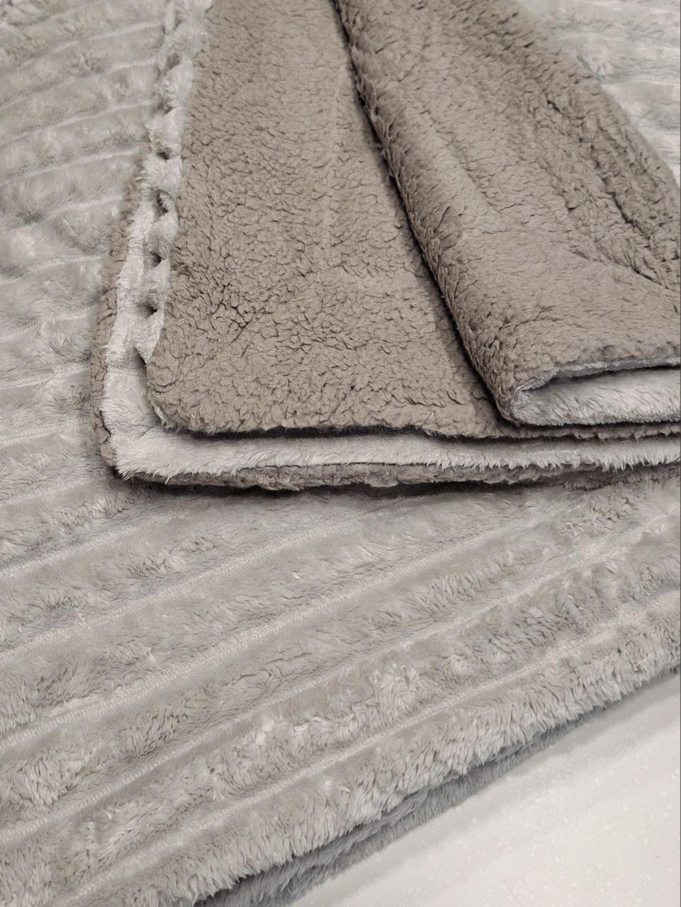 Плед на овчине Шарпей Королевская полоска 200x230 см Серый (1687) - фото 3