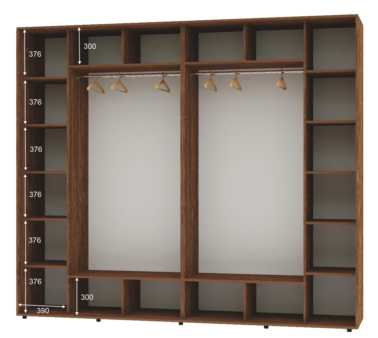 Шкаф-купе четырехдверный Алекса ДСП 290х60х250 см Дуб винтаж (57088) - фото 2 Шкаф-купе четырехдверный Алекса ДСП 290х60х250 см Дуб винтаж (57088) - фото 2