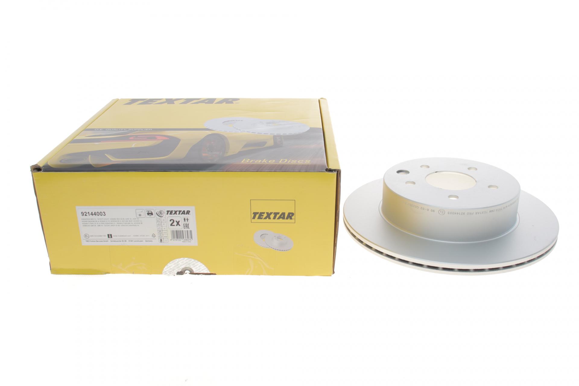 Диск тормозной задний TEXTAR Nissan Leaf 10-/Juke 14-/Qashqai 10-/X-Trail 01-13 292x16 мм PRO (92144003 TEXTAR) Диск тормозной задний TEXTAR Nissan Leaf 10-/Juke 14-/Qashqai 10-/X-Trail 01-13 292x16 мм PRO (92144003 TEXTAR)