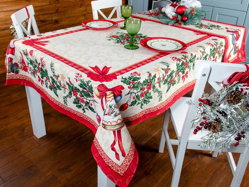 Скатерть новогодняя гобеленовая 140x140 см