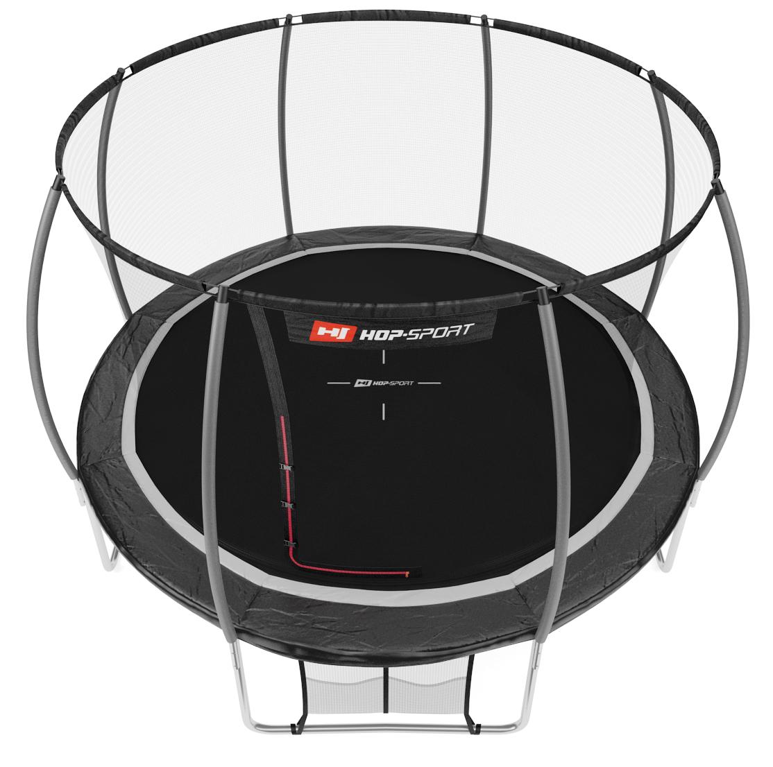 Батут Hop-Sport Premium 12ft (366 см) з внутрішньою сіткою Чорно-сірий - фото 2