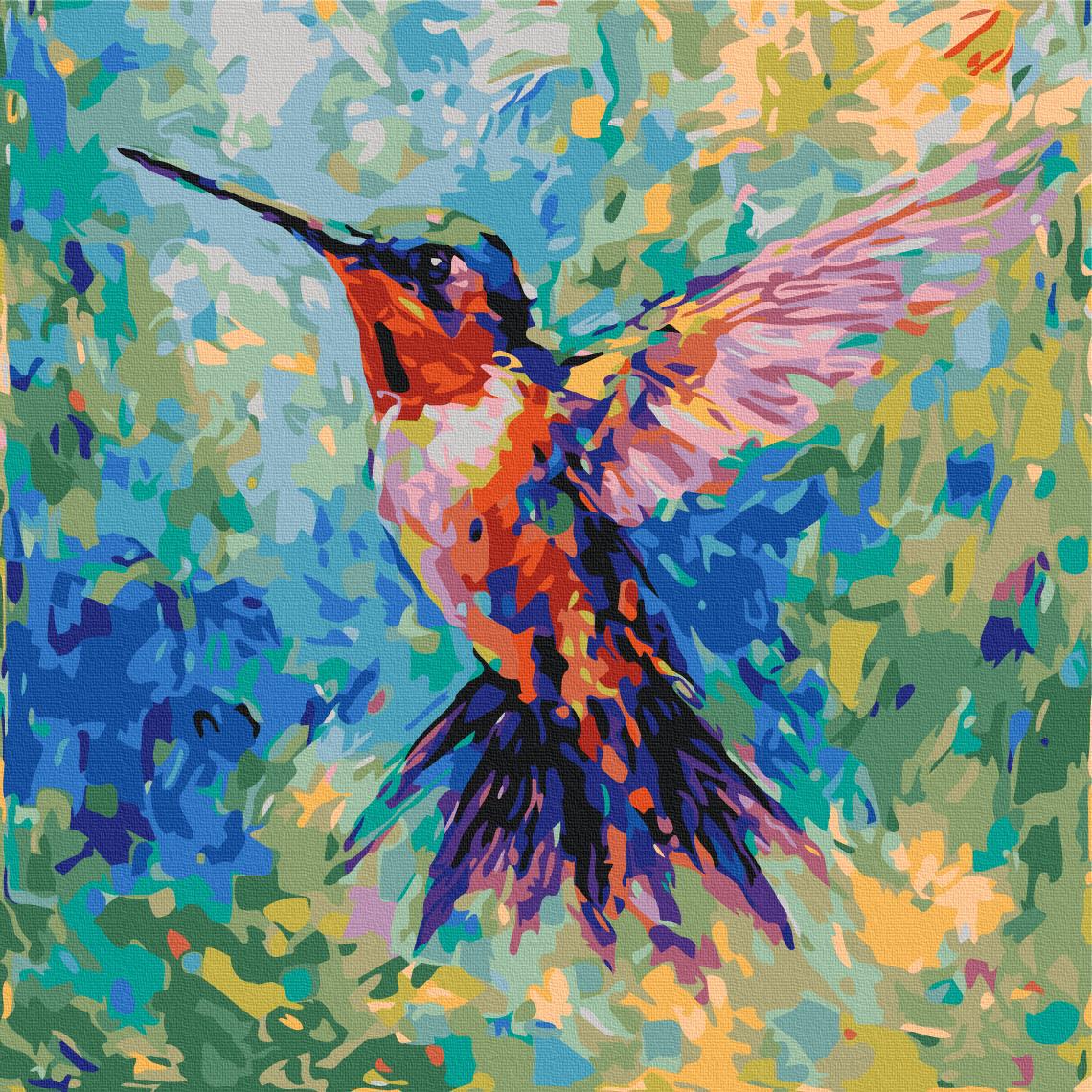 Картина по номерам Brushme Разноцветная колибри 40x40 см (SBS54530)