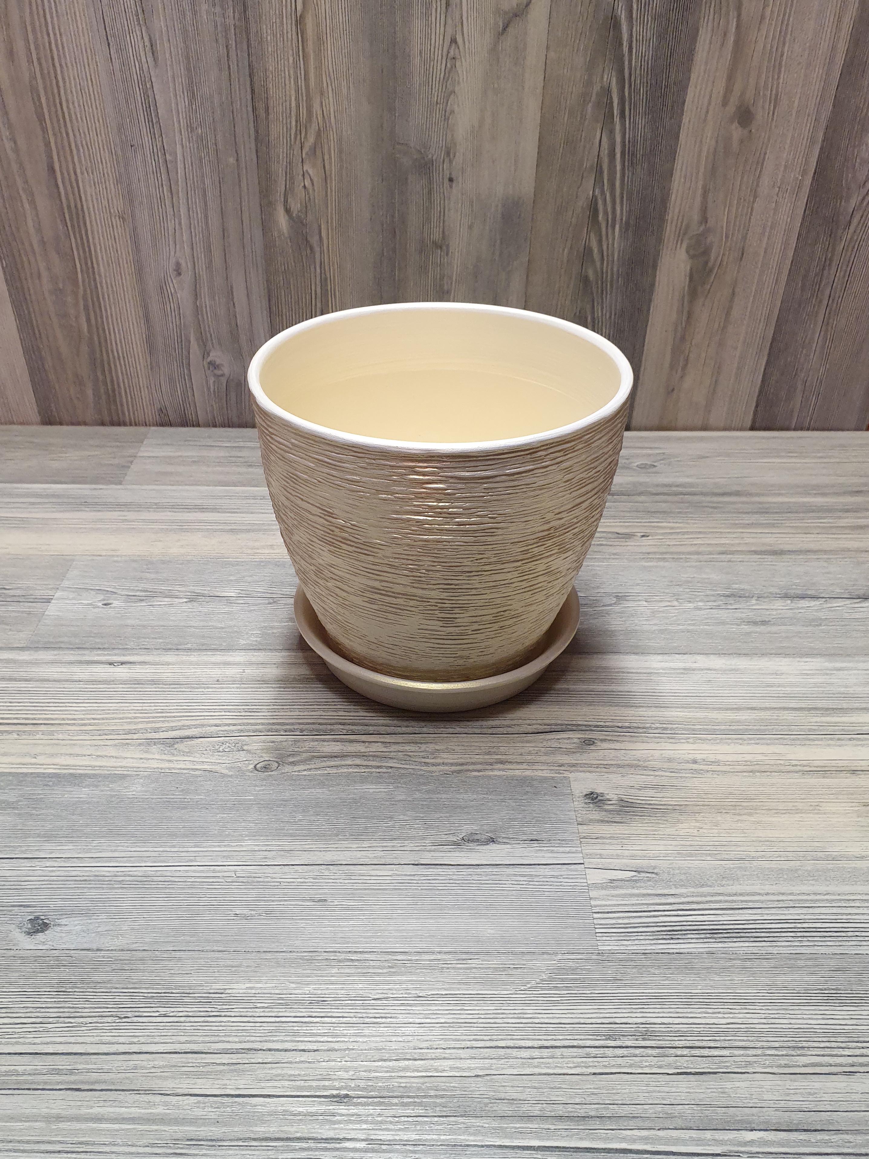 Горщик для рослин з піддоном 2,5 л Біло-золотий (5264) - фото 6