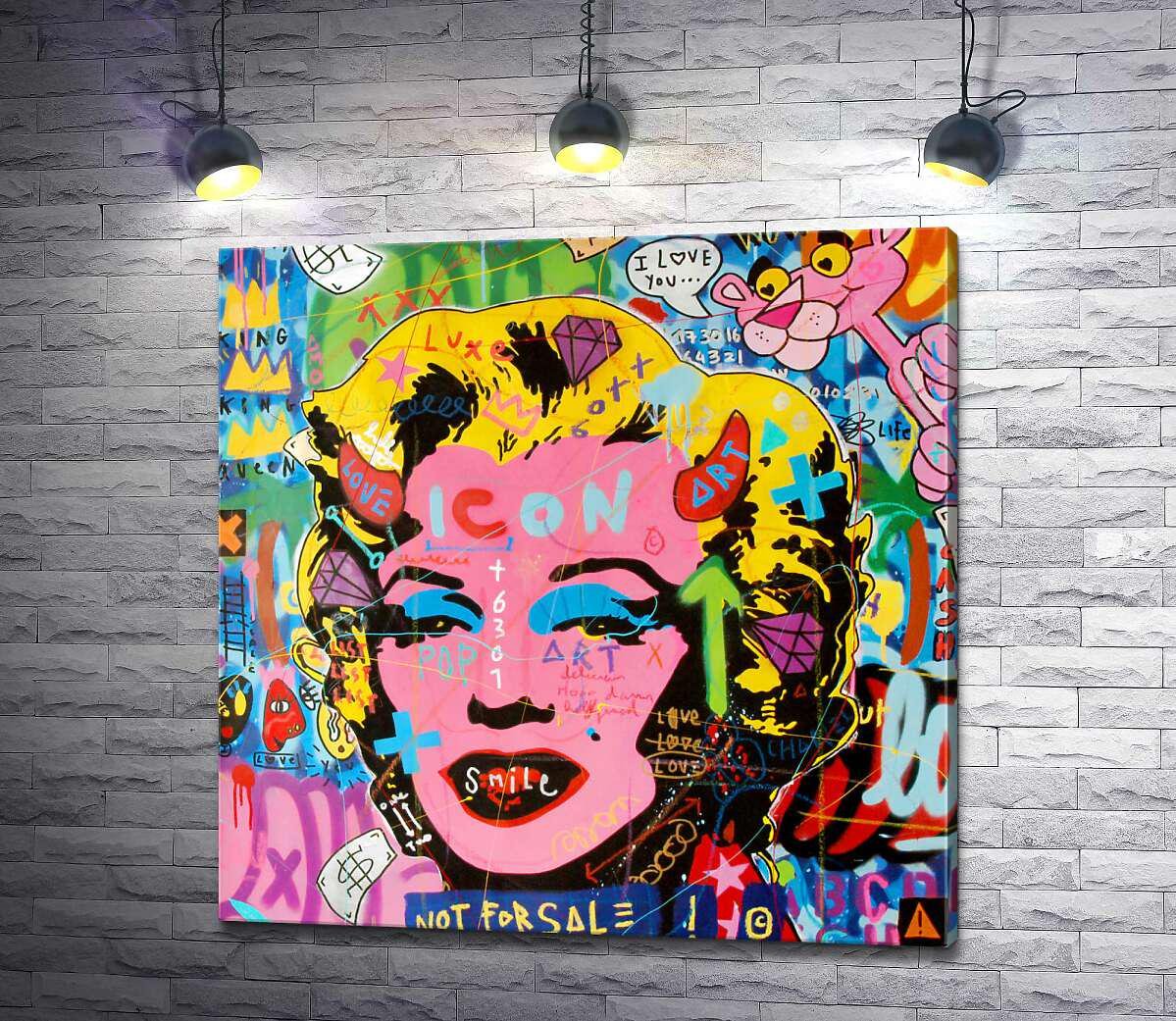 Картина ArtPoster Мерелин не на продажу (Marilyn not for sale) - Джисбар (Jisbar) 130x130 см Модуль №1 (000309)