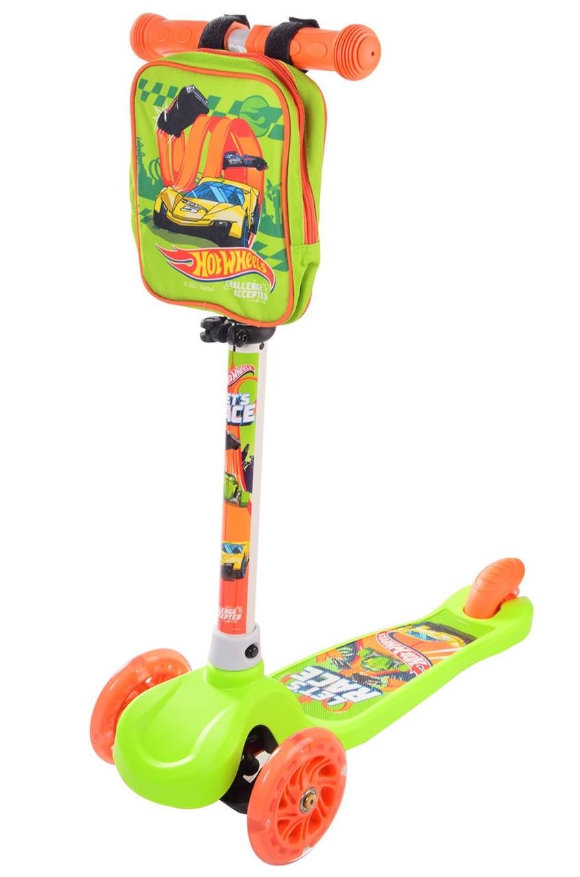 Самокат с подсветкой Hot Wheels с подшипниками ABEC 7 нагрузка до 50 кг (2132705233)