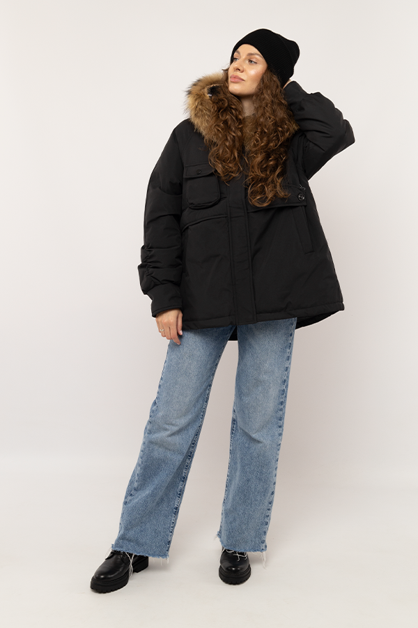 Куртка женская ЦБ-00223826 р. 52 Черный (28422041)