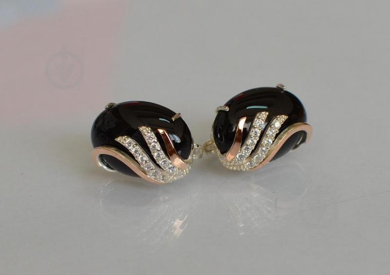 Серьги из серебра Sil с золотом 149s-4 Черный (Sil-1103)