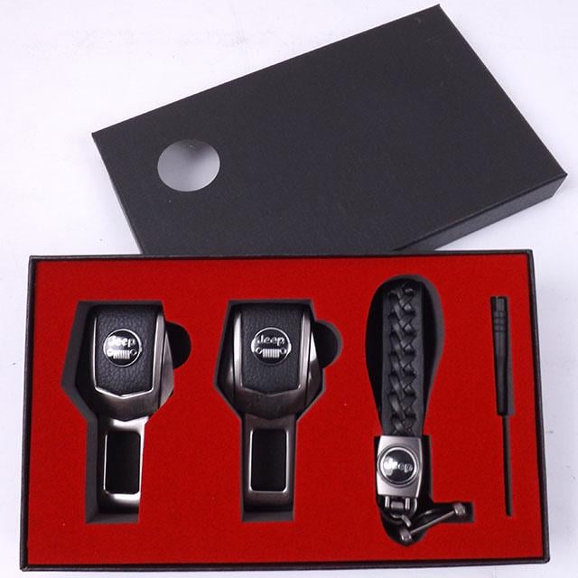 Подарочный набор JEEP 2в1 фиксатор ремней/кожаный брелок №2 Графит (674265)