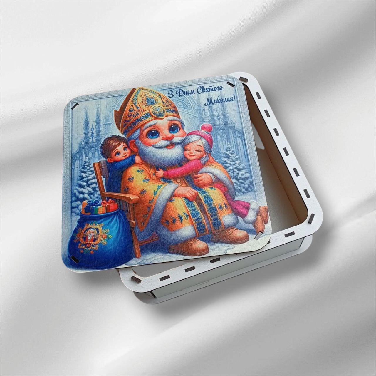 Коробка/бокс деревянная новогодняя под наполнения сладостями для детей 20 см (145) - фото 3