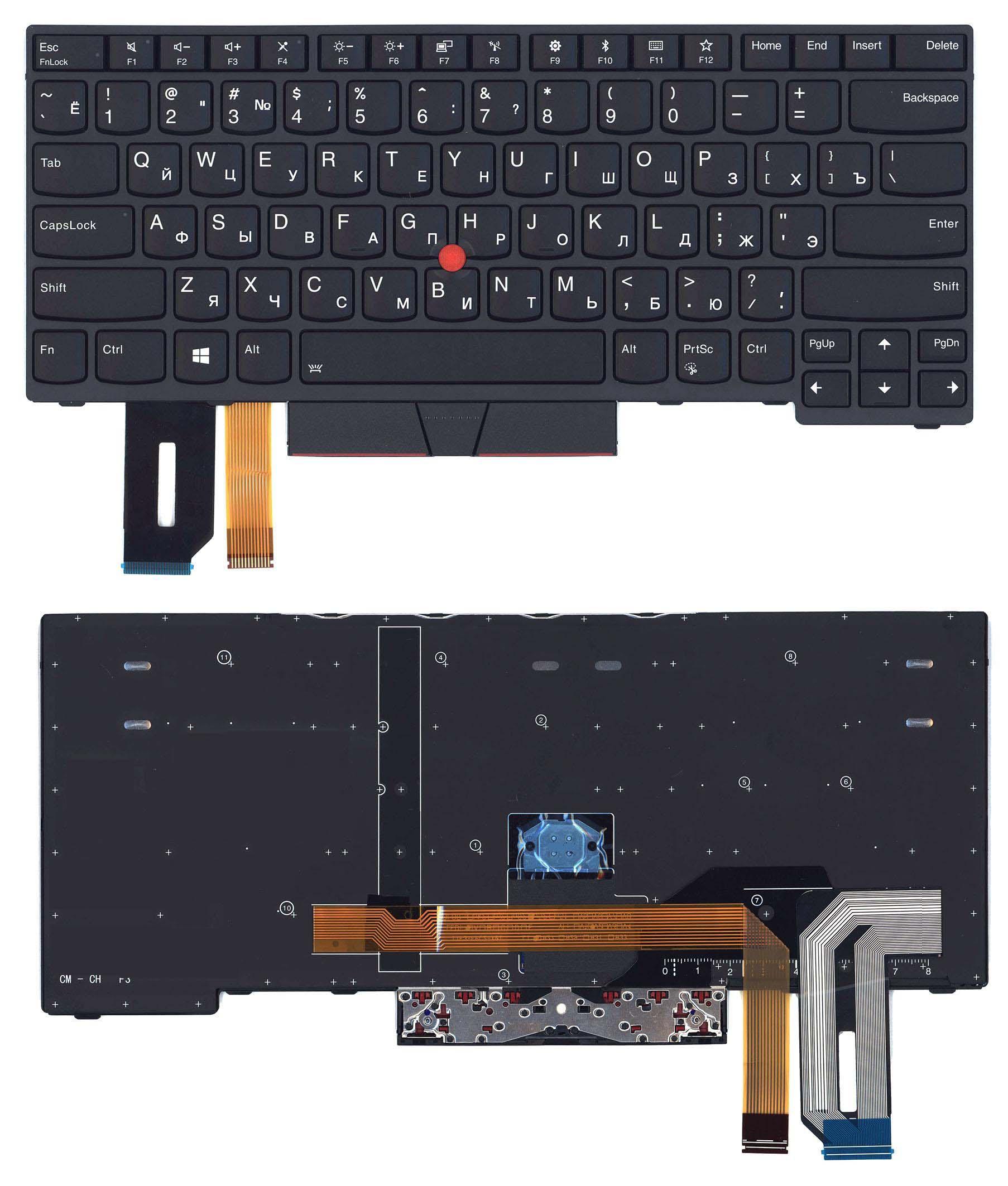 Клавіатура для ноутбука Lenovo ThinkPad E480 з підсвічуванням Light з вказівником Point Stick Black Frame Black Клавіатура для ноутбука Lenovo ThinkPad E480 з підсвічуванням Light з вказівником Point Stick Black Frame Black