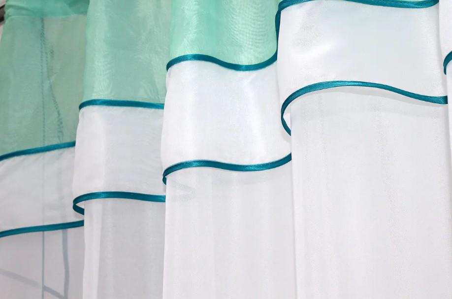 Фіранка на кухню шифон 270х170 см М'ятний/Білий (110к) - фото 4 Фіранка на кухню шифон 270х170 см М'ятний/Білий (110к) - фото 4