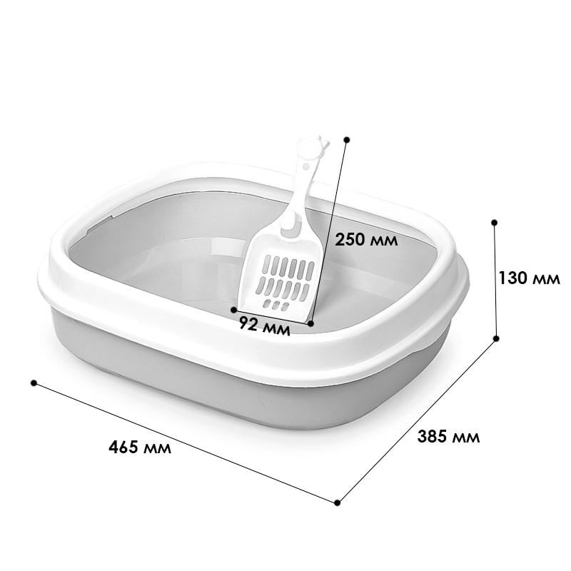 Лоток для кішок Taotaopets 225501 з лопаткою 46x38x13 см Gray (1908888654) - фото 2