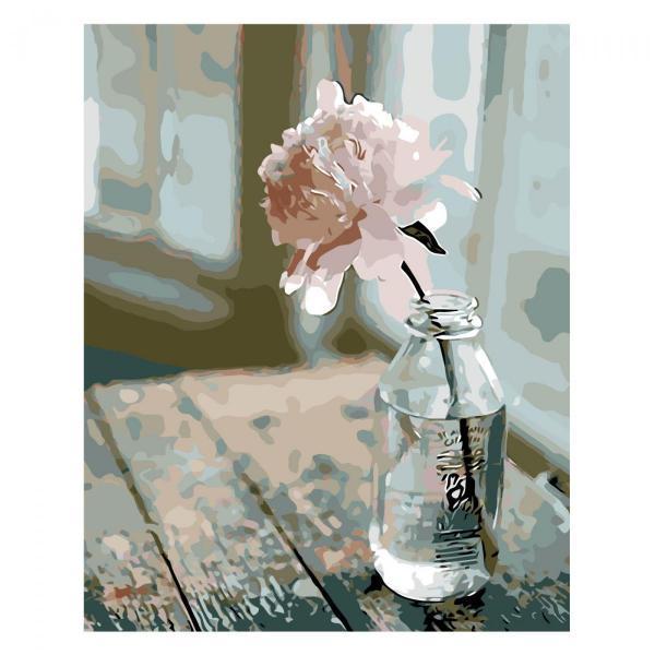 Набор для росписи по номерам Strateg Нижний розовый Пион 40х50 см (VA-2106-mt)