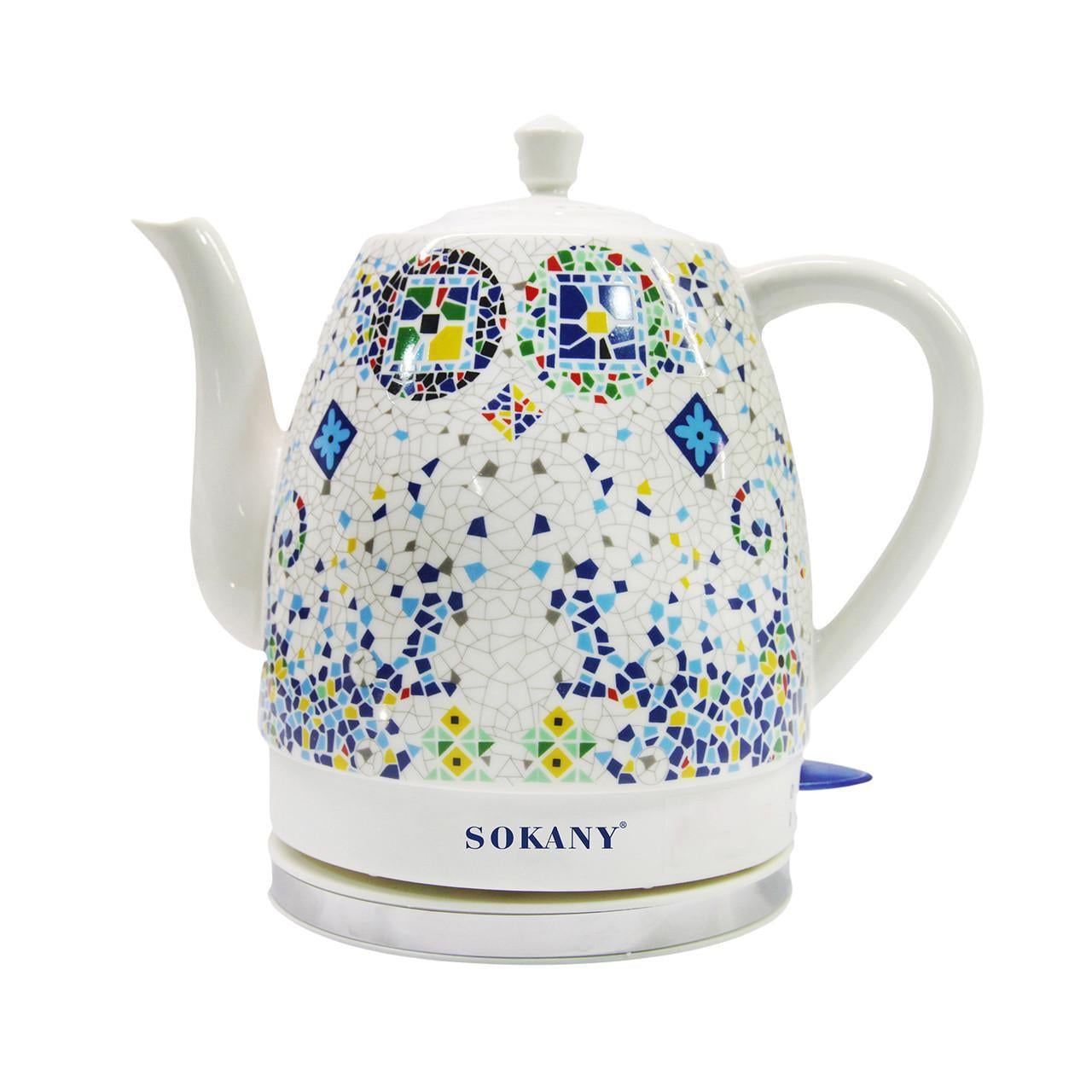 Электрочайник керамический Sokany SK-09008 бесшумный 1,5 л 1000 Вт Белый (2355584681)