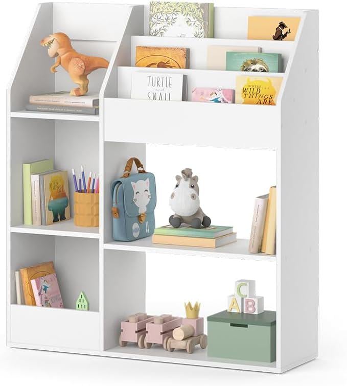 Детский стеллаж для книг и игрушек Smart kids с фронтальными полками и секциями Белый (MS813)