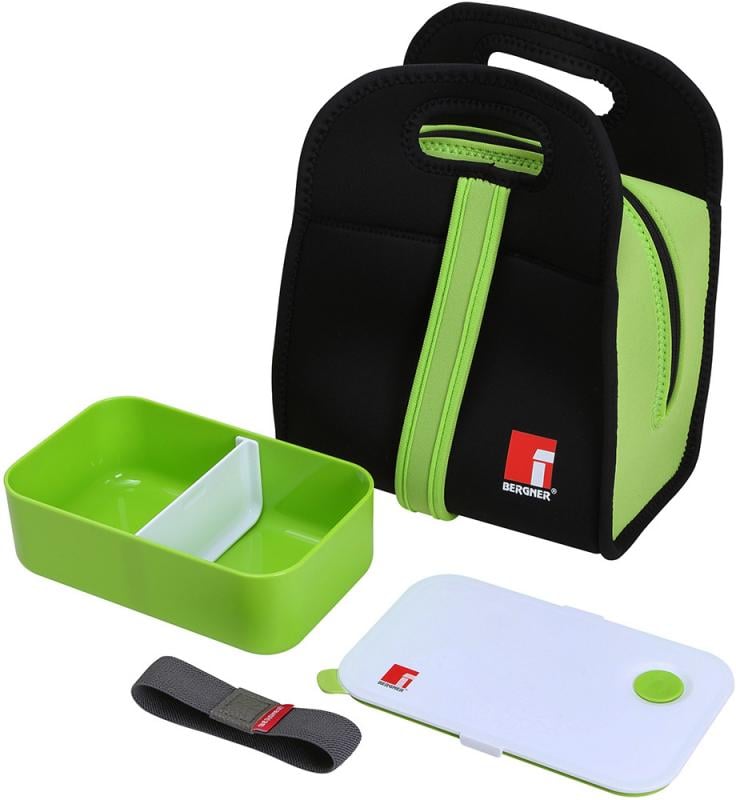 Набор для ланча Bergner Walking Business Черный/Зеленый (BG-5758-GR)