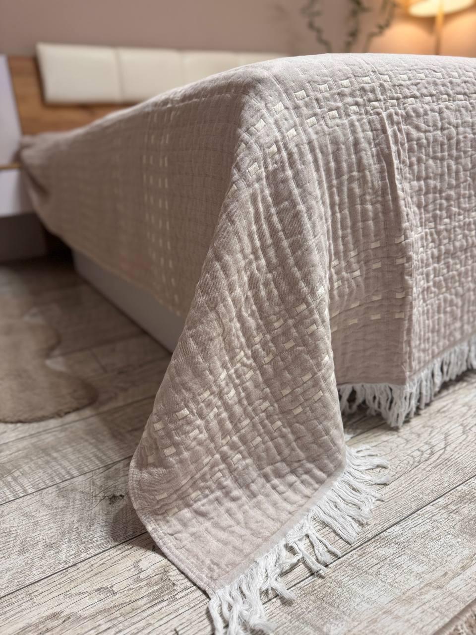 Плед хлопковый евро 200х230 Бежевый (Д-muslin-2025-005-01) - фото 4 Плед хлопковый евро 200х230 Бежевый (Д-muslin-2025-005-01) - фото 4