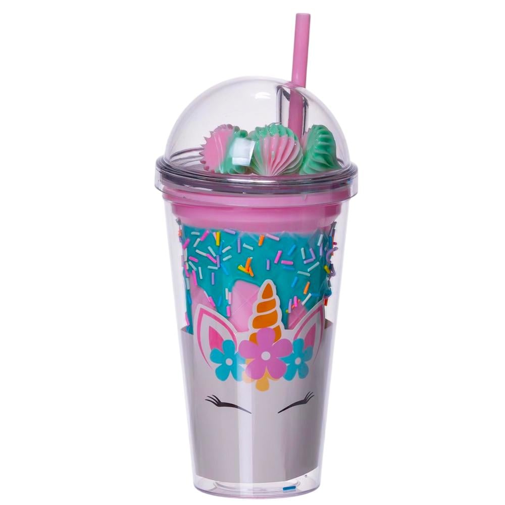 Стакан многоразовый Единорог с крышкой и трубочкой Морская волна (HP-18-1TUP)