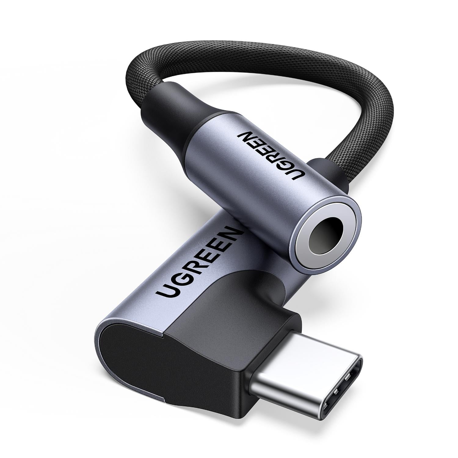 Аудиоадаптер USB-C на 3,5 мм UGREEN CM991 с ЦАП толщина чехла до 3 мм поддержка микрофона TRRS до 24 бит/96 кГц управление с пульта Серый (95589)