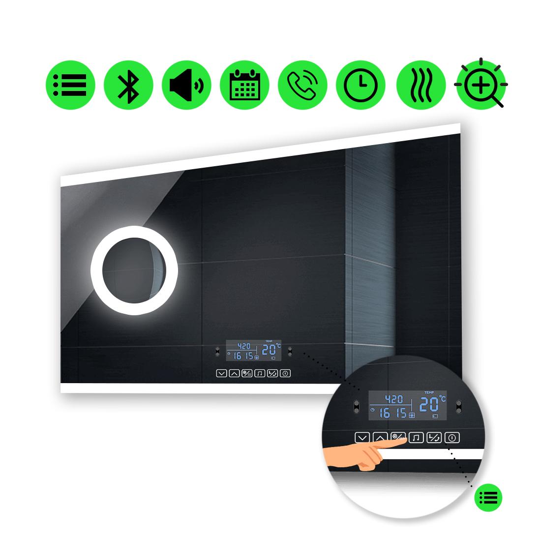 LED-зеркало 100x60 см с Smart-блоком и линзой с подсветкой и подогревом Ines (Inesg129)