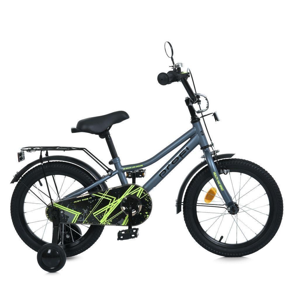 Дитячий велосипед PROF1 Prime 14" з багажником Графітовий - фото 2 Дитячий велосипед PROF1 Prime 14" з багажником Графітовий - фото 2