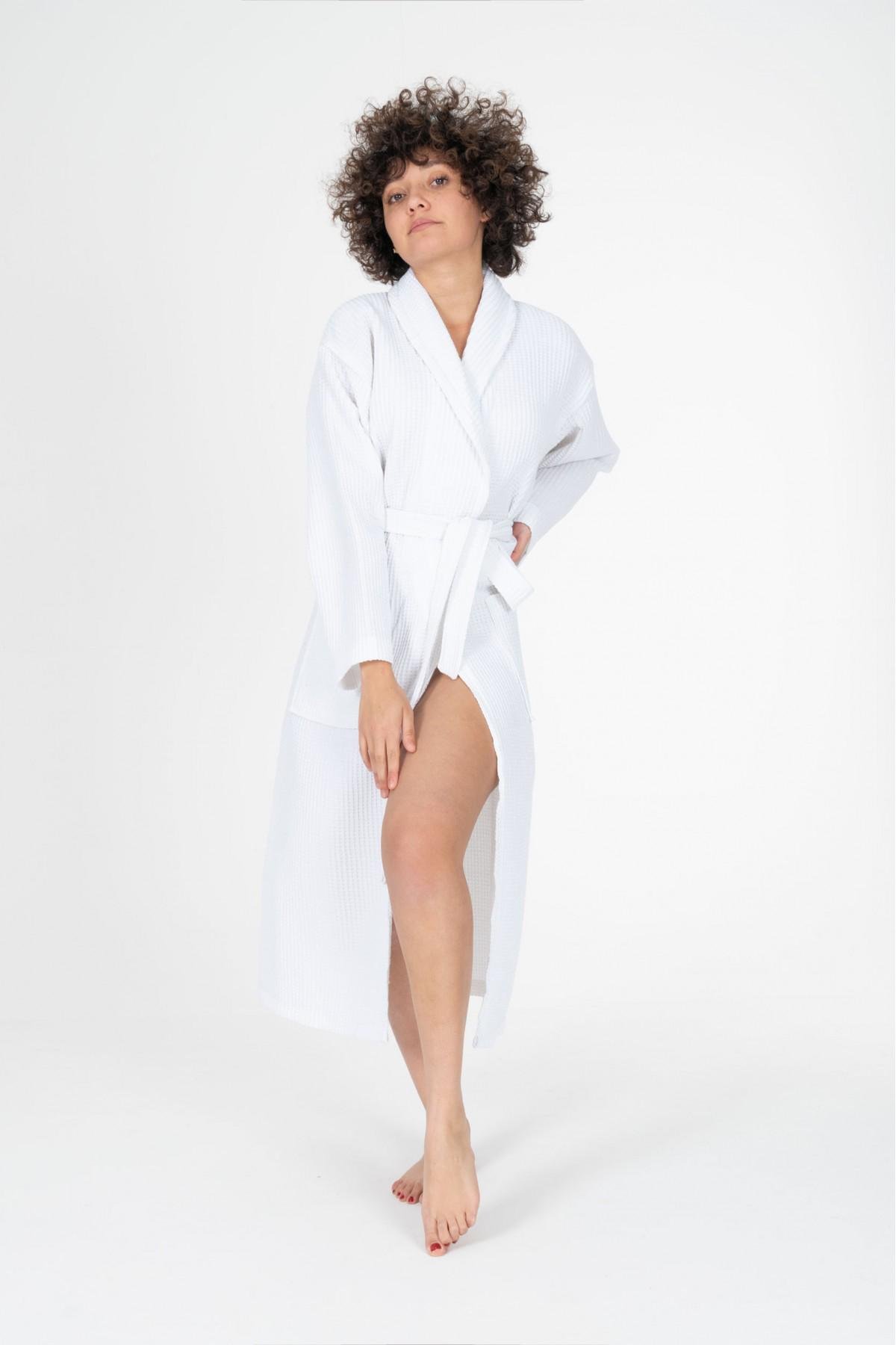 Халат жіночий Bysungur вафельний XXL Білий (29878417)