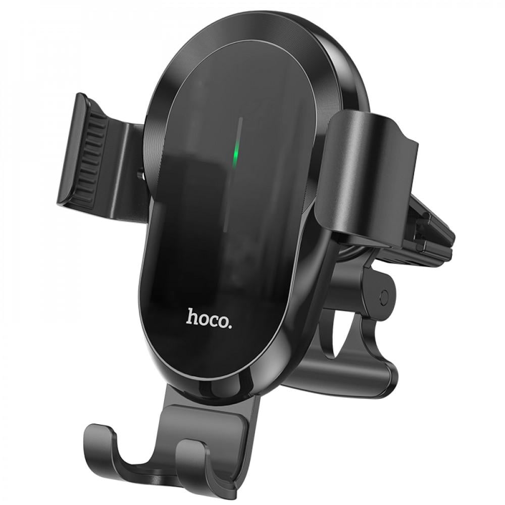 Автодержатель Hoco CA105 Guide three-axis linkage wireless charging с беспроводной зарядкой Черный