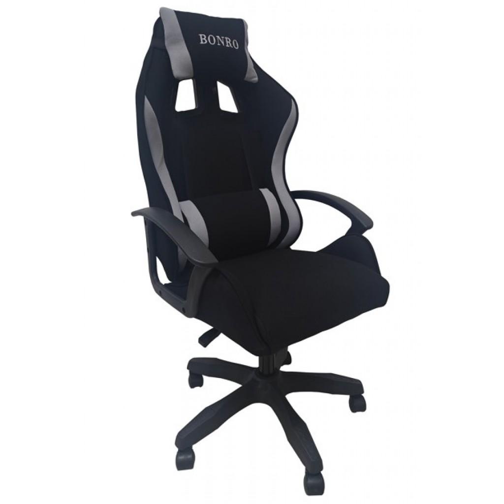 Крісло геймерське Bonro B-944 з подушками 2 шт. Чорно-сірий (4240110312)