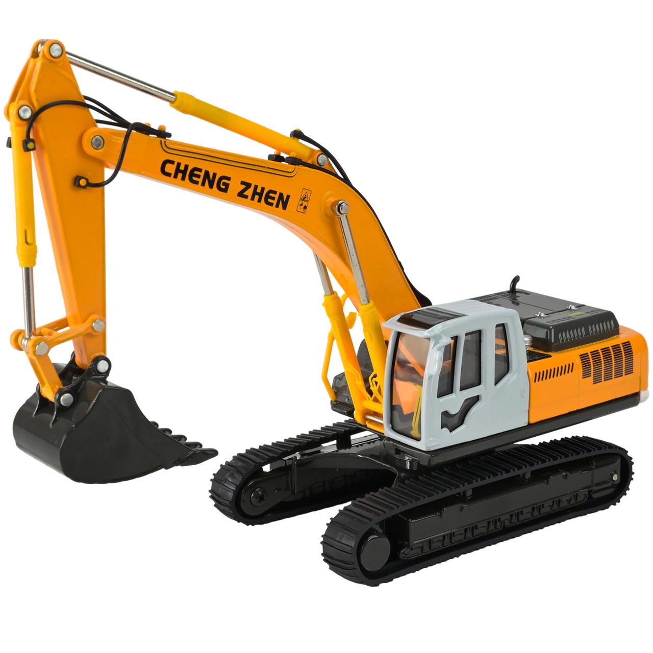 Игрушечная техника металлическая Автопром Экскаватор гусеничный 1:50 с подвижным ковшом и капотом (30670985)