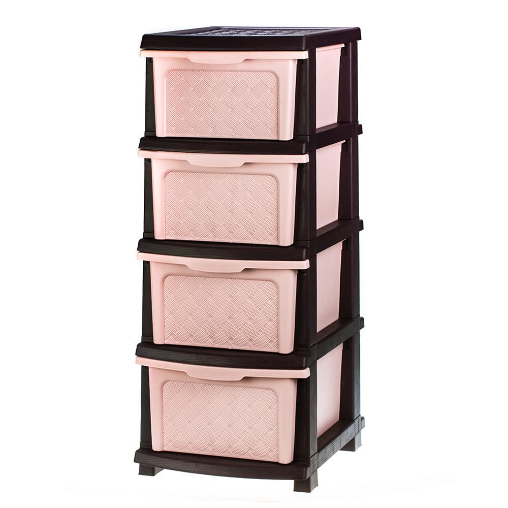 Комод пластиковый R-Plastic Компакт 34x40x86 см Пудровый/Коричневый (2543826298)