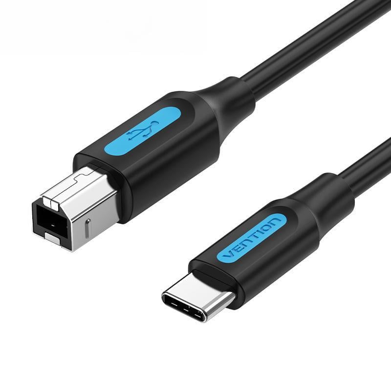 Кабель для принтера Vention Type-C-USB Type-B 2.0 5V/2A 480 Мбіт/с USB-C на USB-B 1 м Чорний (CQUBF)