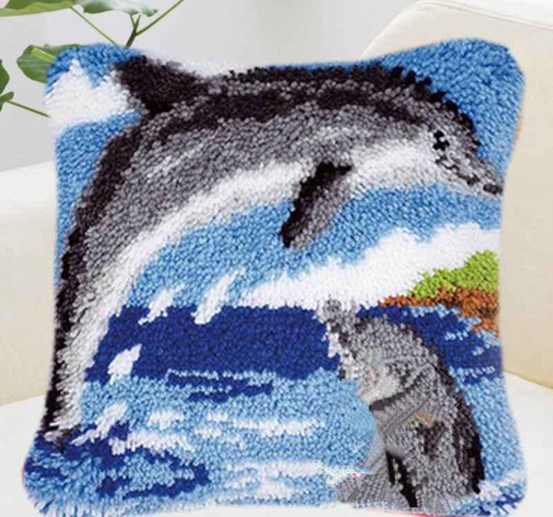 Набор для вышивки ковровой наволочка №1118 Два дельфина 40х40 см (1756)