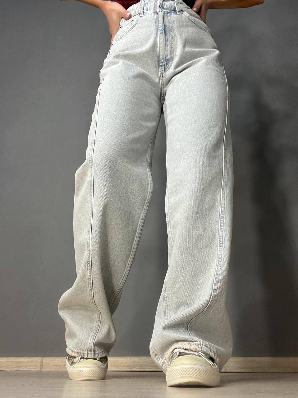 Джинсы женские Twin 1268-455 palazzo jeans широкие скошенный боковой шов палаццо высокая талия р. 36 Светло-голубой (3569) - фото 6