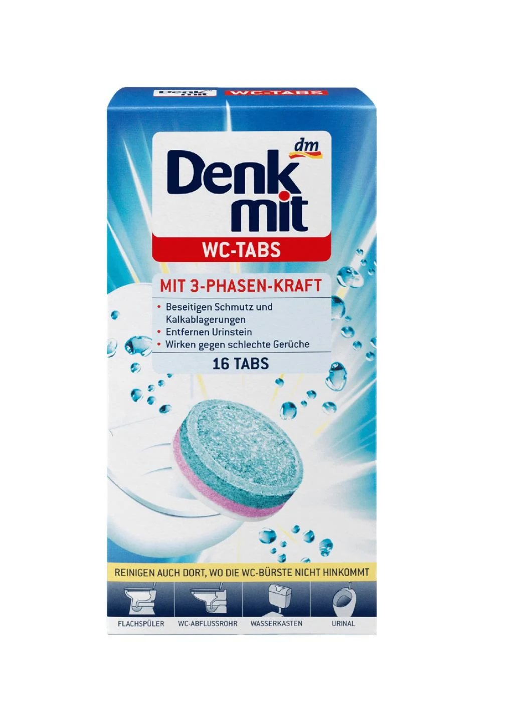 Таблетки для чистки унитаза DenkMit WC-Tabs 400г 16 шт.