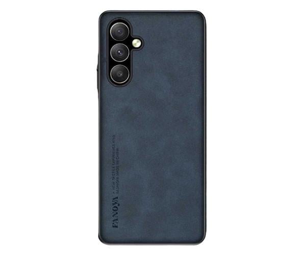 Кожаный чехол - накладка Fanoya для Samsung Galaxy A24 4G Синий