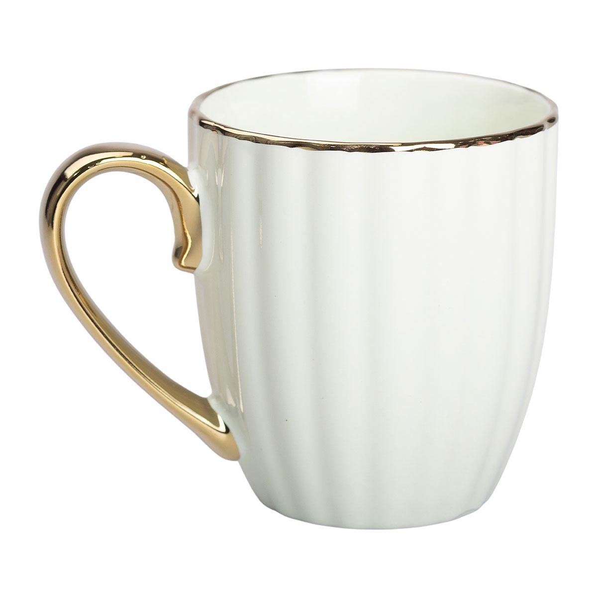 Чашка керамическая Light House с золотым ободком и золотой ручкой 420 мл (LG-20159)