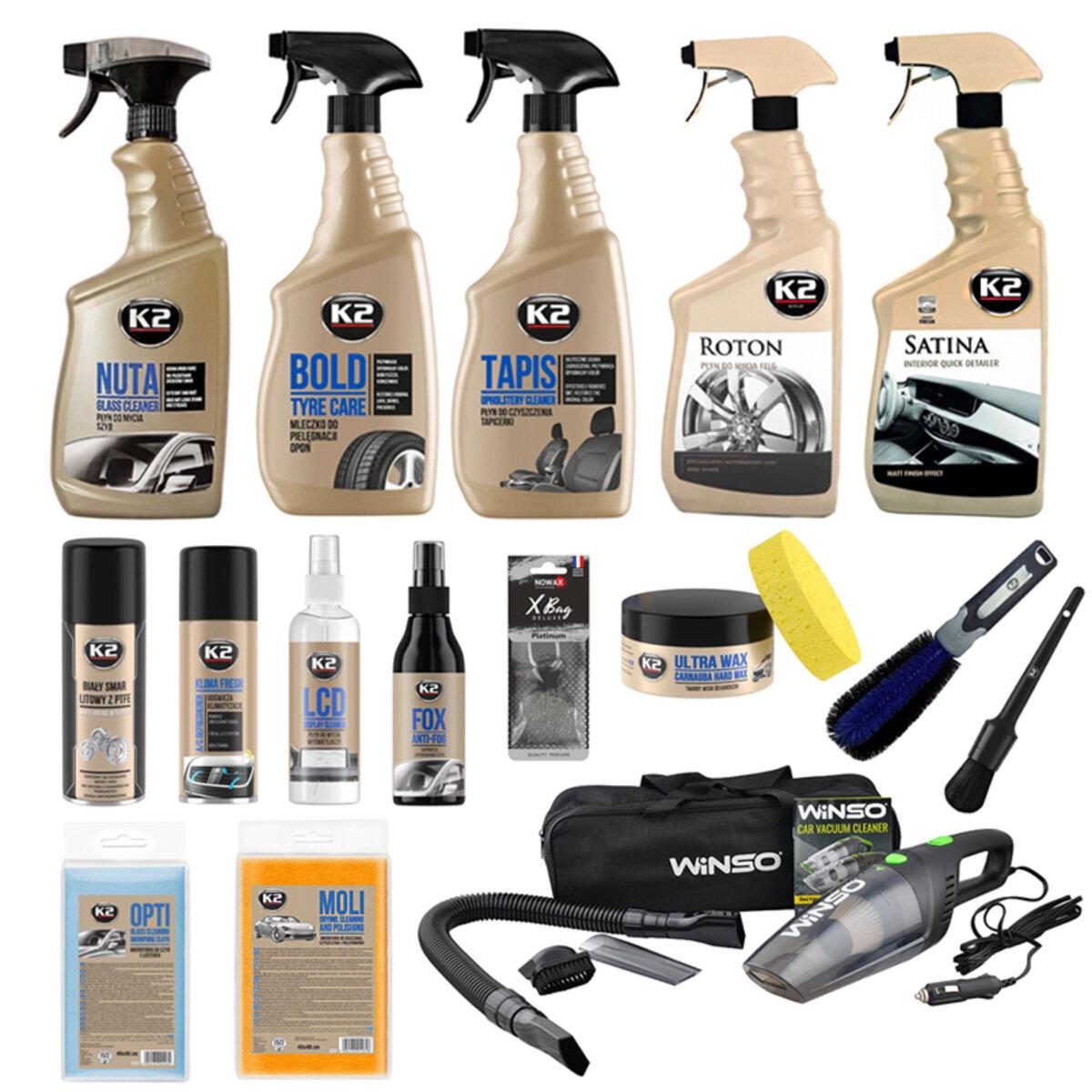 Набір для водія подарунковий K2 з автохімією та пилососом для чищення салону (na_158)