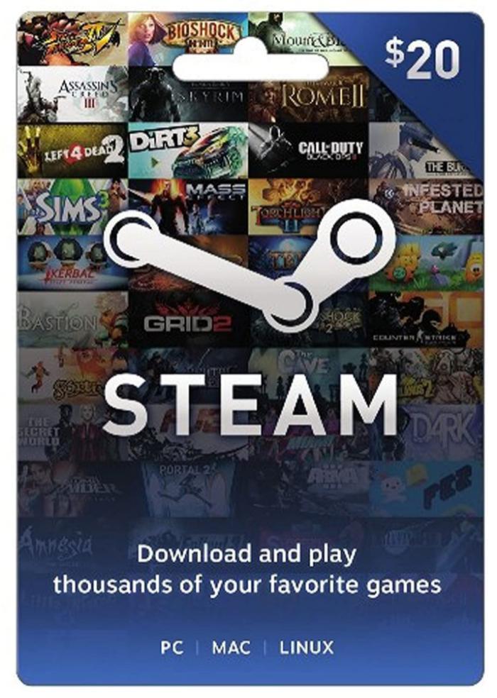 Карта оплаты Steam Wallet Gift Cards 20 USD регион Украина (78219958)