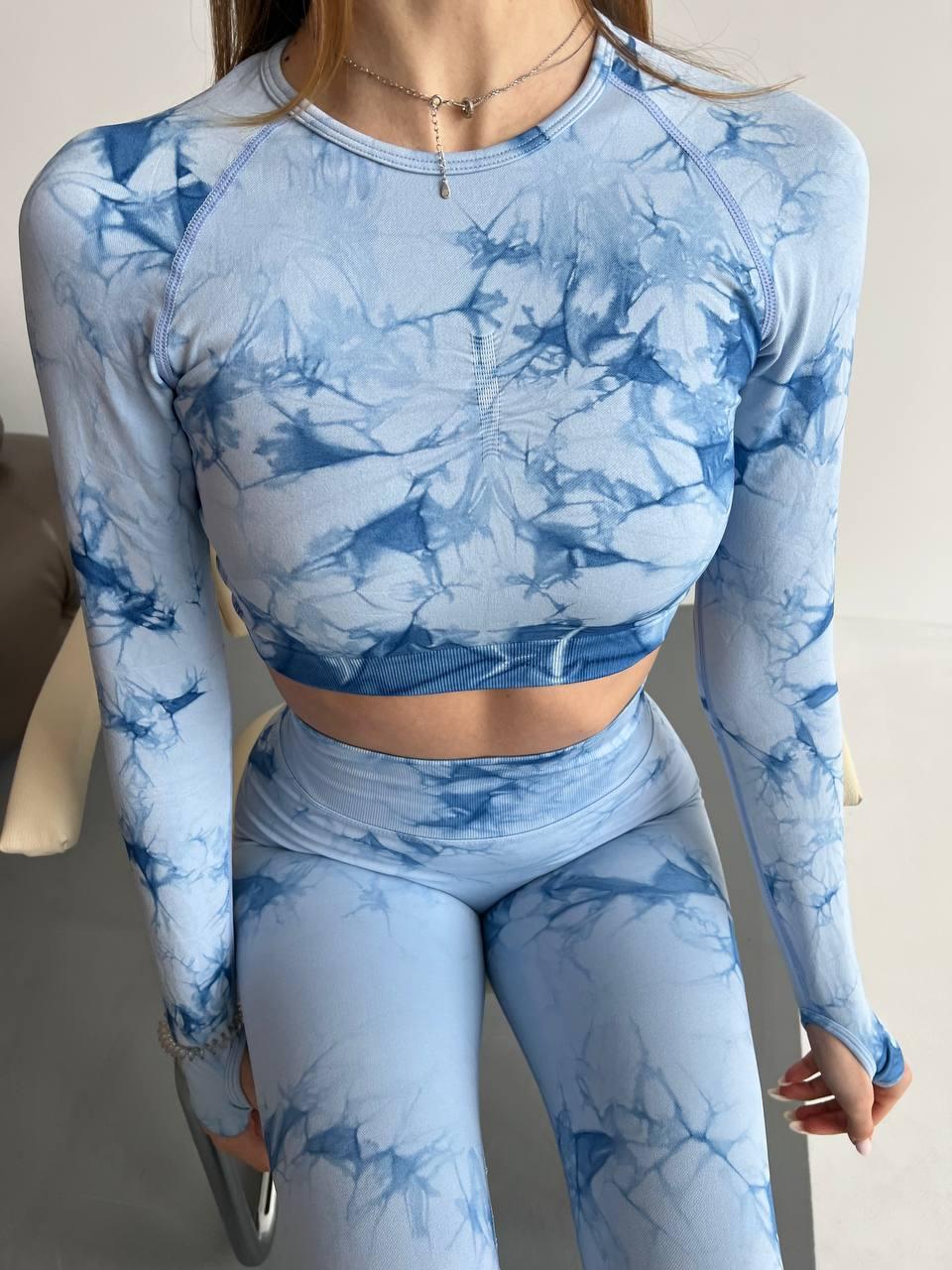 Рашгард з мармуровим принтом L Блакитний (XR03L)