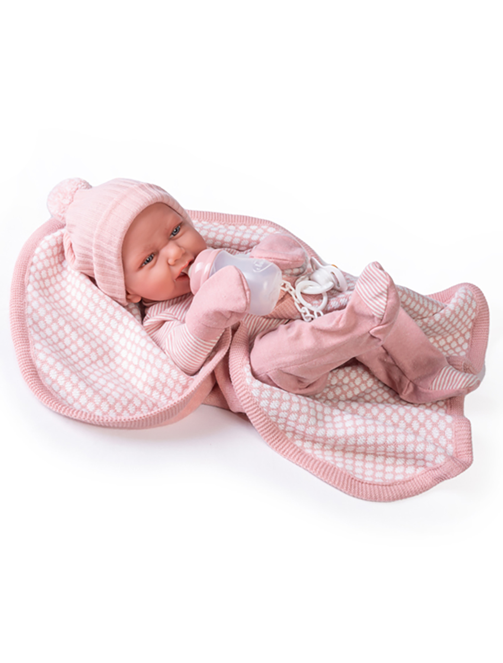 Кукла виниловая испанская Реборн Antonio Juan силиконовая новорожденная девочка Пинки 42 см