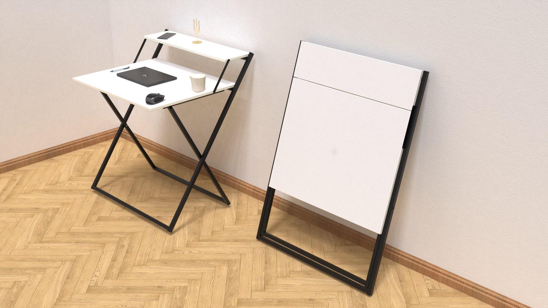 Стіл-трансформер Ferrum-decor Компакт 4 метал/ДСП 16 мм 750x790x720 мм Чорний/Білий (FRD-104690) - фото 4