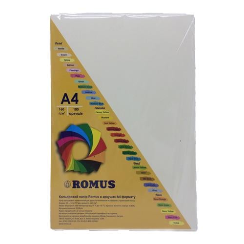 Бумага цветная Romus А4 160 г/м2 100 листов Слоновая кость (R51451)