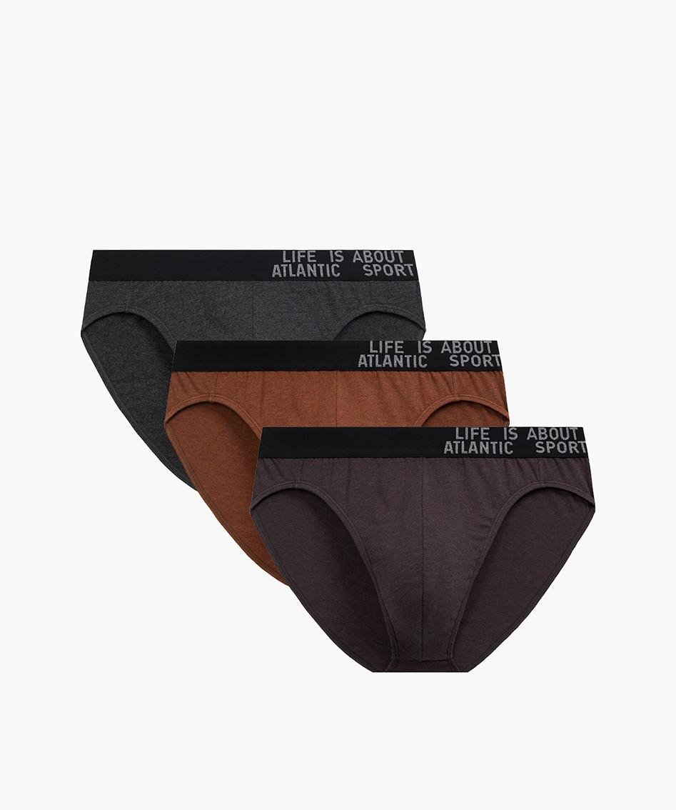 Набор трусов-брифов мужских Atlantic 3MP-209 с низкой посадкой L Серый/Коричневый/Фиолетовый (2836702698)