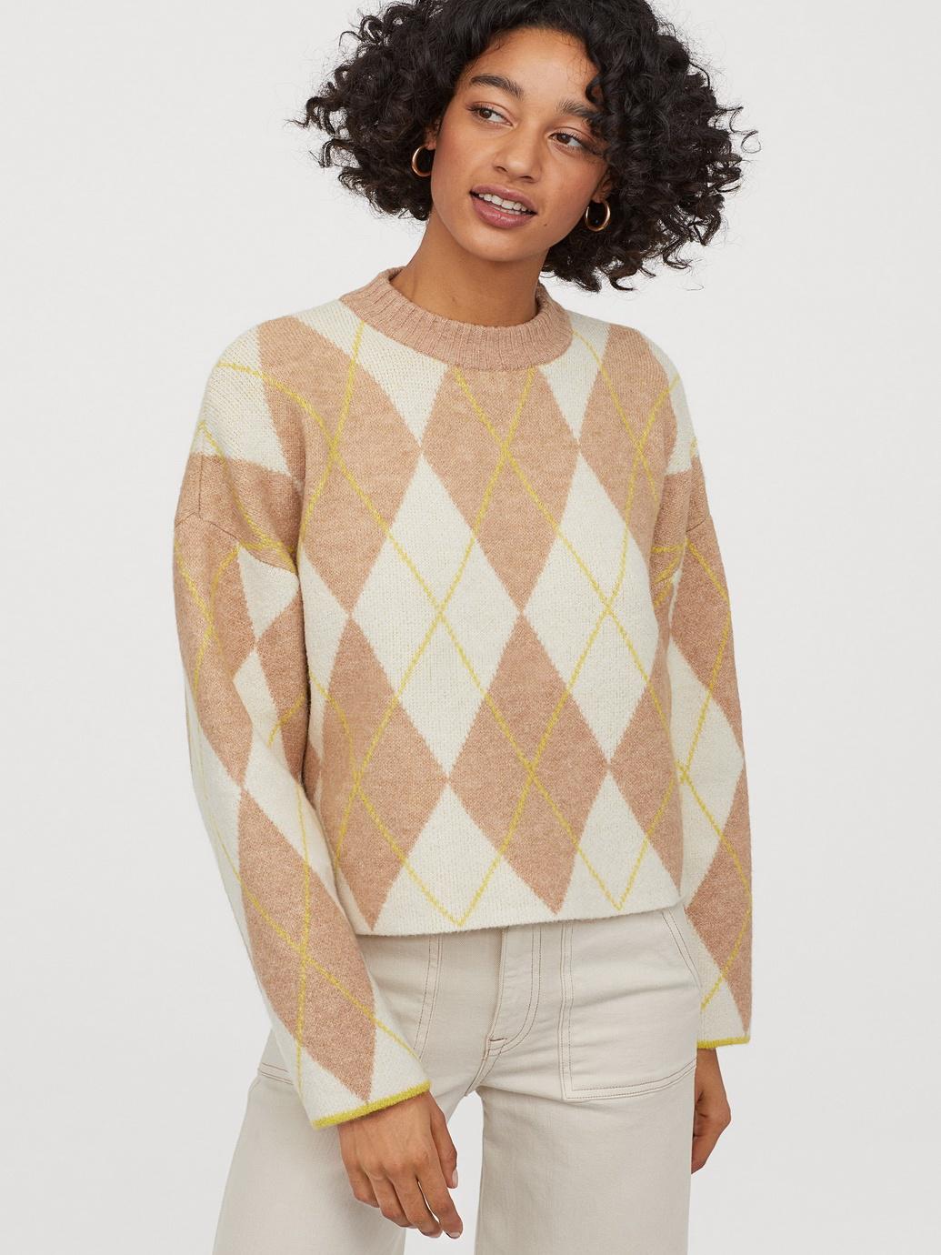 Джемпер H&M з візерунком L Білий/Бежевий (30078041830)