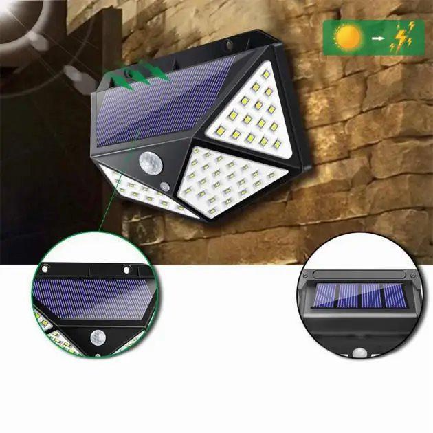 Фонарь уличный настенный Solar Interaction Wall Lamp BK-100 с датчиком движения и 3-я режимами - фото 4