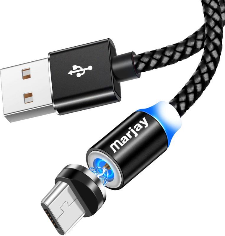 Кабель магнітний Marjay USB та магнітний перехідник microUSB 1 м Black (10615)