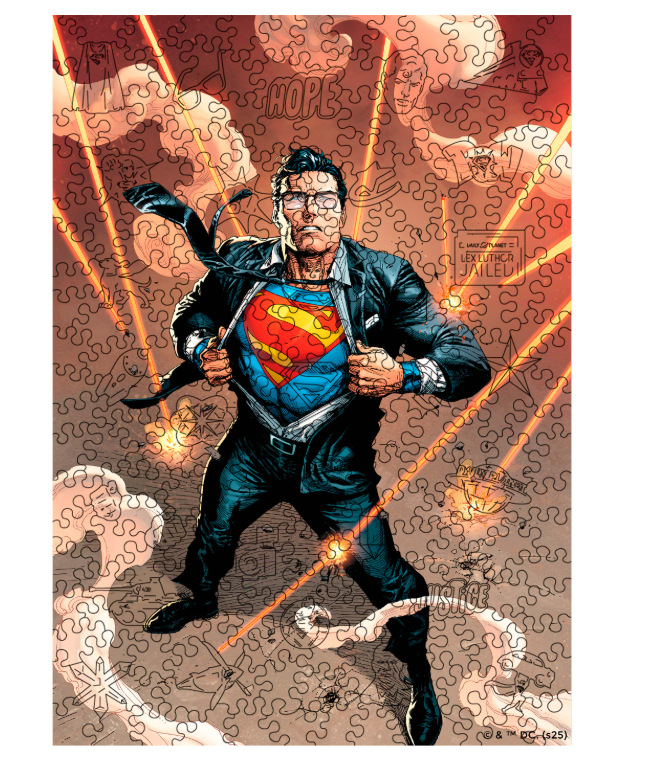 Пазл деревянный фигурный Woods Story Супермен В эпицентре бури XL (wsdc010)