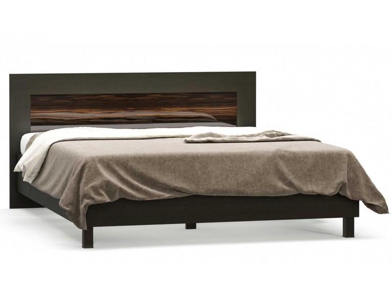Кровать двуспальная Мебель-Сервис Ева-2 160х200 см ДСП Макасар/Венге темный с ламелями